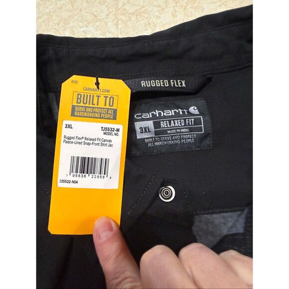 Carhartt Men's Rugged Flex Fleece-Lined Snap Shirt Jacket Sz 3X Relaxed Fit blac - Picture 3 of 8